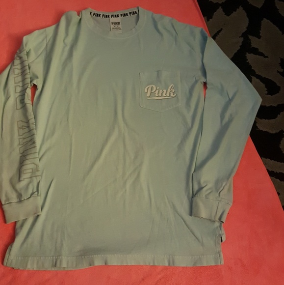 PINK Victoria's Secret Tops - PINK Light Blue Long Sleeve